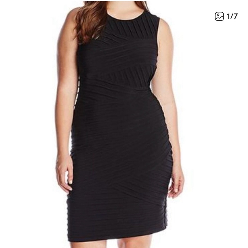 Vintage Calvin Klein Ribbed Sleeveless Black Bodycon Sheath Dress. 14.